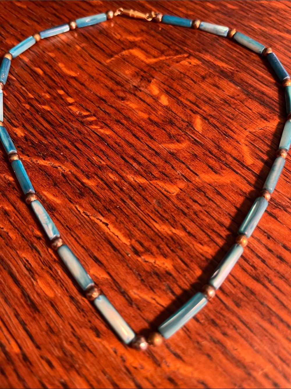 Turquoise Tube Bead Necklace for Women - Blue Turquoise